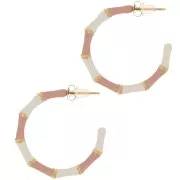 Créoles 30mm effet bambou avec résine époxy - Acier Inoxydable 316L Doré - Rose x2