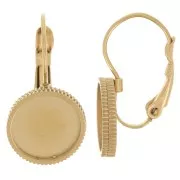 Dormeuses 21 mm pour cabochon 10 mm - Acier inoxydable 304 Doré x2