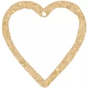 Pendentifs coeurs évidés martelés 27x26 mm - Acier inoxydable 316L Doré x2