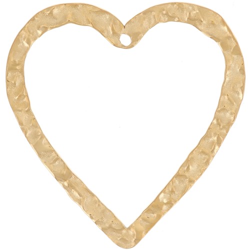 Pendentifs coeurs évidés martelés 27x26 mm - Acier inoxydable 316L Doré x2