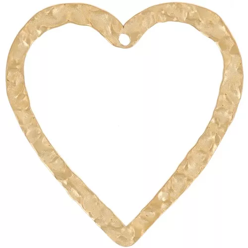 Pendentifs coeurs évidés martelés 27x26 mm - Acier inoxydable 316L Doré x2