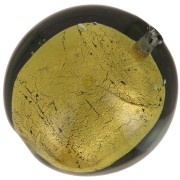 Perle de Murano bombée 15 mm Dark Diamond et feuille d'or x1