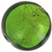 Perle de Murano bombée 15 mm Emerald et feuille d'or x1|raw }}