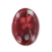Cabochon ovale fleuri feuille d'argent  18x13 mm Ruby x1