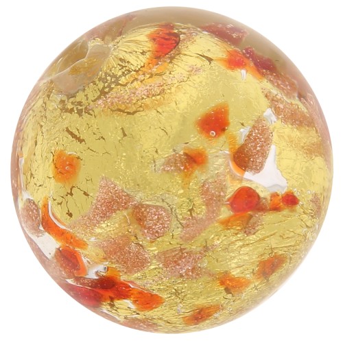 Perle de Murano ronde 10 mm Rouge tacheté et feuille d'or x1