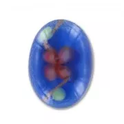 Cabochon ovale fleuri feuille d'argent  18x13 mm Sapphire x1