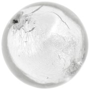 Perle de Murano ronde 10 mm Crystal et feuille d'argent x1