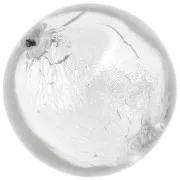 Perle de Murano ronde 10 mm Crystal et feuille d'argent x1