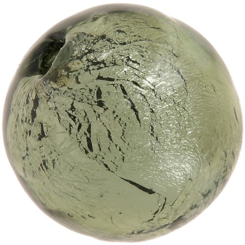 Perle de Murano ronde 10 mm Dark Diamond et feuille d'argent x1