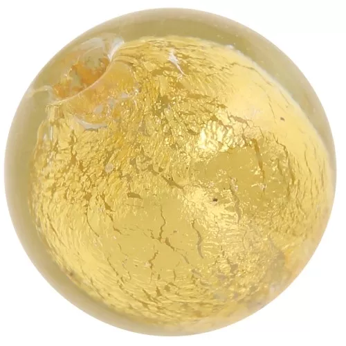 Perle de Murano ronde 8 mm Crystal et feuille d'or x1