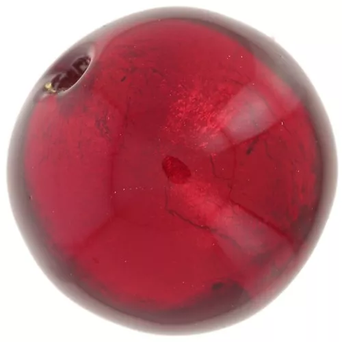 Perle de Murano ronde 8 mm Rubino et feuille d'or x1