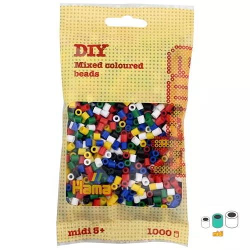 Assortiment de perles à repasser Hama MIDI 5 mm Multi Primaire (n°66) x1000