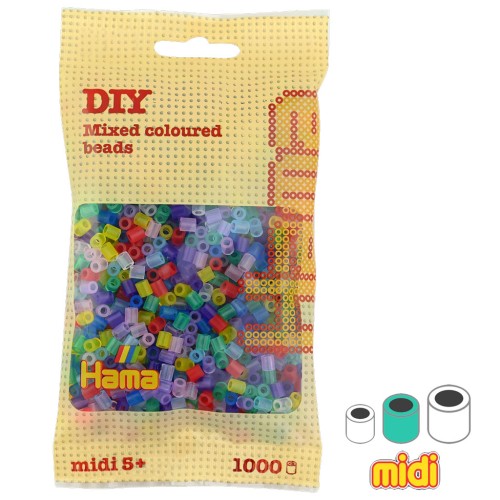 Assortiment de perles à repasser Hama MIDI 5 mm Multi Transparent x1000