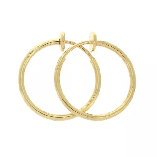Mini créoles clips - Pour oreilles non percées 20 mm - Doré x2