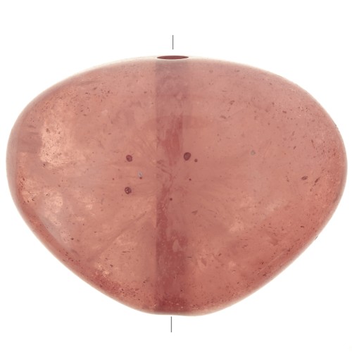 Perle plate irrégulière en résine translucide 20x27 mm - Marbré rose vintage x1