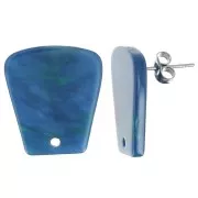 Clous d'oreilles trapèze en acétate transparent 21x18mm - Marbré Bleu Vert x2