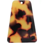 Pendentif trapèze 33.5x23 mm en acétate - Ecaille de tortue - Marron - Noir x1