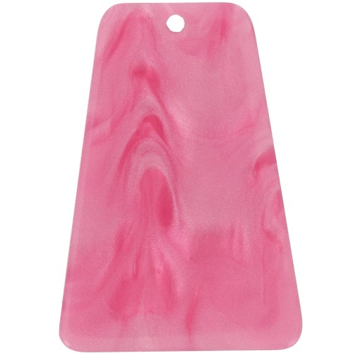 Pendentif trapèze 33.5x23 mm en acrylique - Rose nacré x1