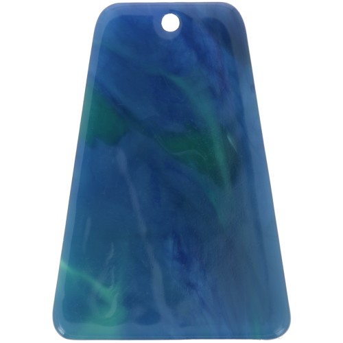 Pendentif trapèze 33.5x23 mm en acétate transparent - Marbré Bleu Vert x1