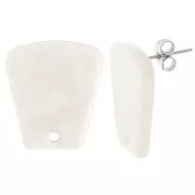 Clous d'oreilles trapèze en acétate 21x18 mm - Marbré Crème x2