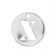 Breloque ronde lettre X - 8.5 mm en Argent 925 x1|raw }}