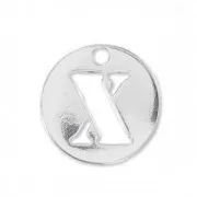 Breloque ronde lettre X - 8.5 mm en Argent 925 x1