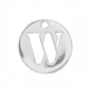 Breloque ronde lettre W - 8.5 mm en Argent 925 x1|raw }}