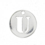 Breloque ronde lettre U - 8.5 mm en Argent 925 x1