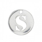 Breloque ronde lettre S - 8.5 mm en Argent 925 x1