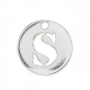 Breloque ronde lettre S - 8.5 mm en Argent 925 x1