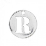 Breloque ronde lettre R - 8.5 mm en Argent 925 x1|raw }}