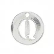 Breloque ronde lettre Q - 8.5 mm en Argent 925 x1