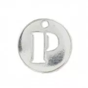 Breloque ronde lettre P - 8.5 mm en Argent 925 x1