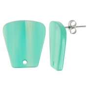 Clous d'oreilles trapèze en acétate transparent 21x18mm - Marbré Vert Turquoise x2|raw }}