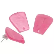 Clous d'oreilles trapèze en acrylique 21x18mm - Rose nacré x2