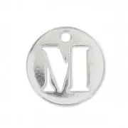 Breloque ronde lettre M - 8.5 mm en Argent 925 x1