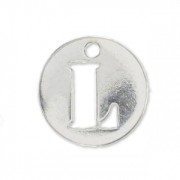 Breloque ronde lettre L - 8.5 mm en Argent 925 x1