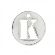 Breloque ronde lettre K - 8.5 mm en Argent 925 x1|raw }}