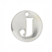 Breloque ronde lettre J - 8.5 mm en Argent 925 x1