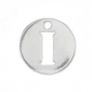 Breloque ronde lettre I - 8.5 mm en Argent 925 x1
