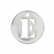 Breloque ronde lettre E - 8.5 mm en Argent 925 x1