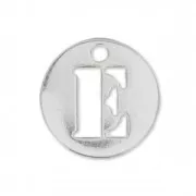 Breloque ronde lettre E - 8.5 mm en Argent 925 x1
