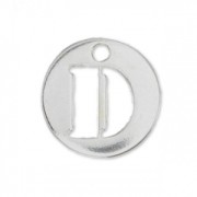 Breloque ronde lettre D - 8.5 mm en Argent 925 x1