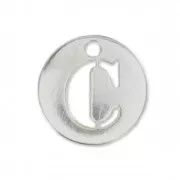 Breloque ronde lettre C - 8.5 mm en Argent 925 x1