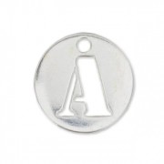 Breloque ronde lettre A - 8.5 mm en Argent 925 x1