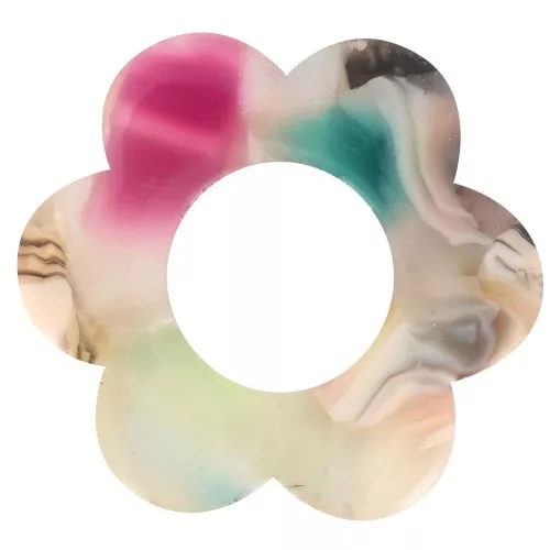 Pendentif fleur 18 mm en acétate - Ecaille de tortue - Beige - Multicolore x1