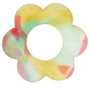 Pendentif fleur 18 mm en acrylique - Ecaille de tortue Rouge - Bleu x1