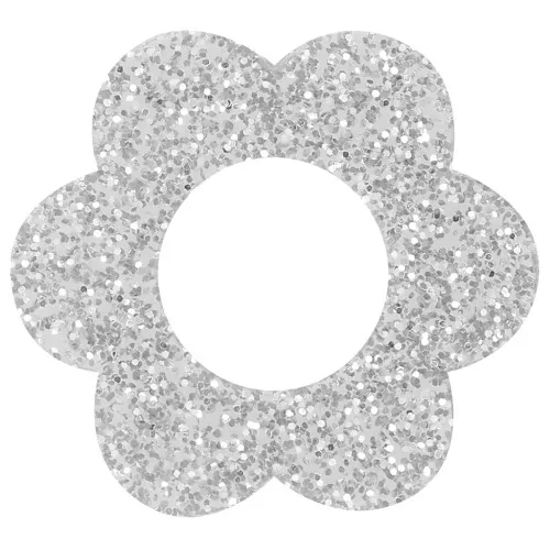 Pendentif fleur 18 mm en acrylique - Pailleté Argenté x1