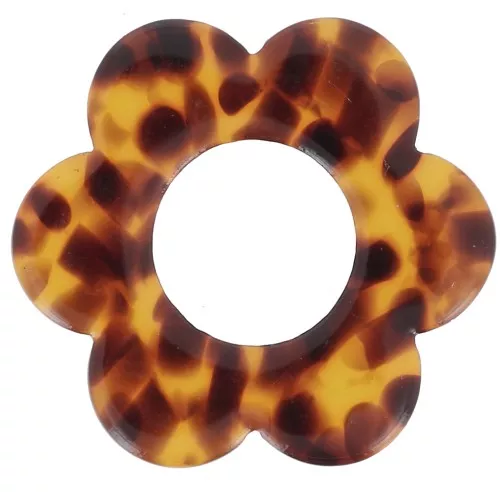 Pendentif fleur 18 mm en acétate - Terrazzo Marron - Noir x1
