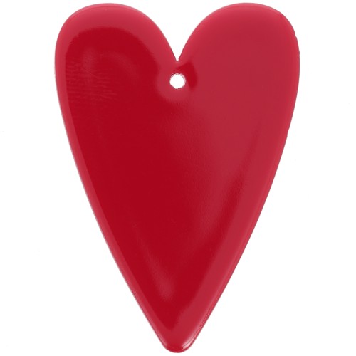 Pendentif coeur 34x24 mm en acrylique - Rouge x1